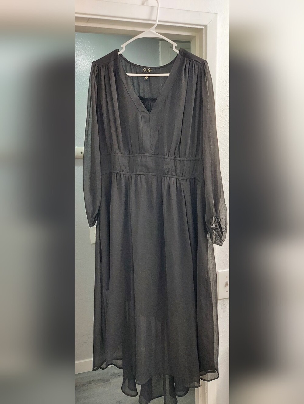 Jessica Simpson Collection Black Sheer Long Sleeve Dress Women's Size 1X - Black